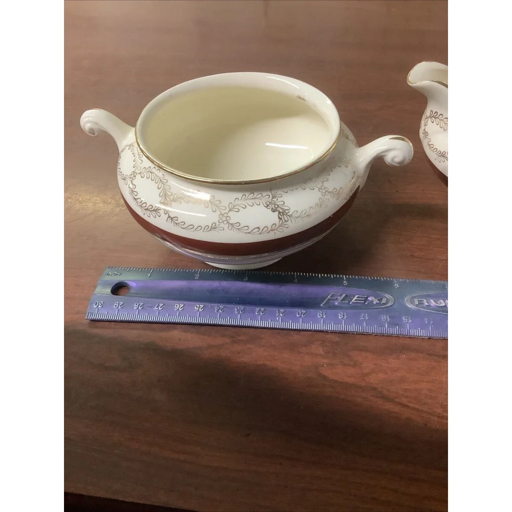 VINTAGE HOMER LAUGHLIN EGGSHELL NAUTILUS C46N5 FLORAL Sugar And Creamer